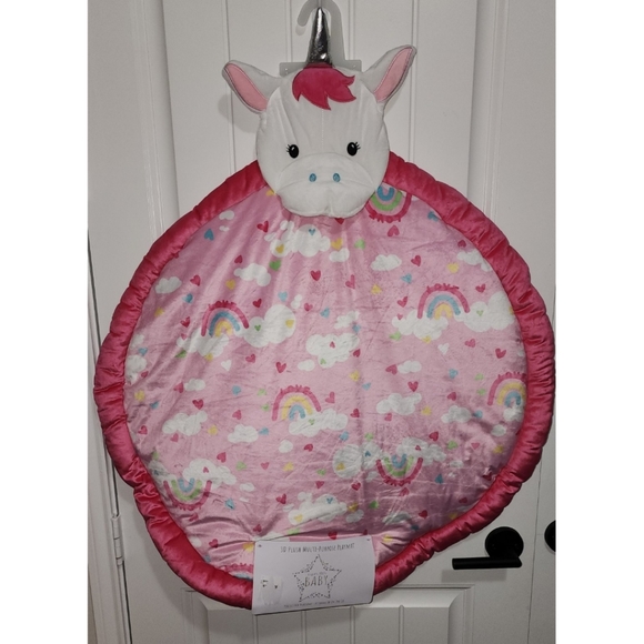 Unicorn rainbows baby girl playmat play mat NEW pink  3D super star baby large - Picture 1 of 5